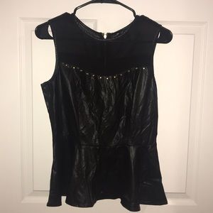 Pleather Black Dress Top